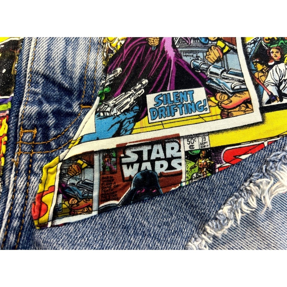 Coal N Terry Star Wars Custom Reworked Studded Distressed Denim Shorts CK Denim - Picture 3 of 13